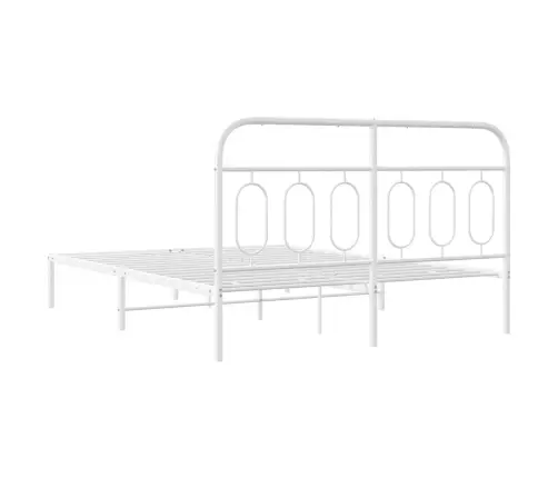 Gultas Rāmis Ar Galvgali, Balts Metāls, 150X200 Cm Vidaxl