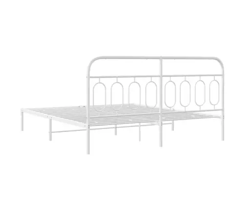 Metallist Voodiraam Peatsiga, Valge, 183X213 Cm