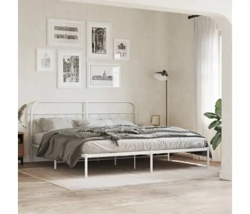 Gultas Rāmis Ar Galvgali, Balts Metāls, 200X200 Cm Vidaxl