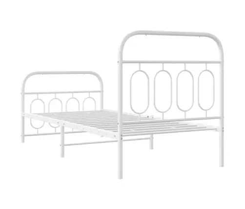 Gultas Rāmis Ar Galvgali Un Kājgali, Balts Metāls, 80X200 Cm Vidaxl