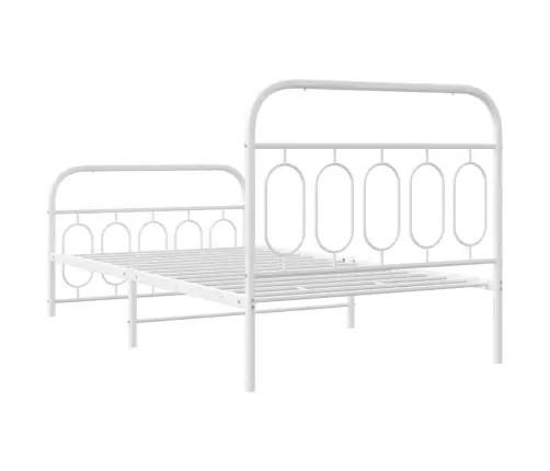 Metallist Voodiraam Peatsi Ja Jalutsiga, Valge, 107X203 Cm