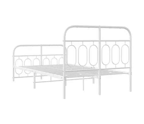 Gultas Rāmis Ar Galvgali Un Kājgali, Balts Metāls, 120X200 Cm Vidaxl