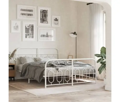 Lovos Rėmas Su Galvūgaliu/Kojūgaliu, Baltas, 140X190cm Metalas