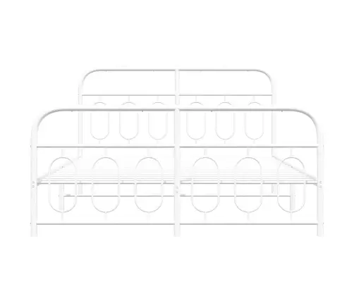 Gultas Rāmis Ar Galvgali Un Kājgali, Balts Metāls, 140X200 Cm Vidaxl