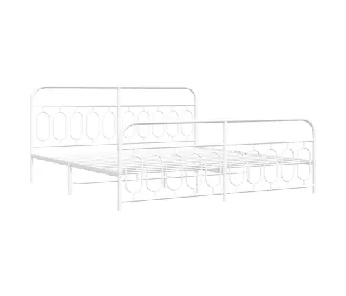 Gultas Rāmis Ar Galvgali Un Kājgali, Balts Metāls, 200X200 Cm Vidaxl