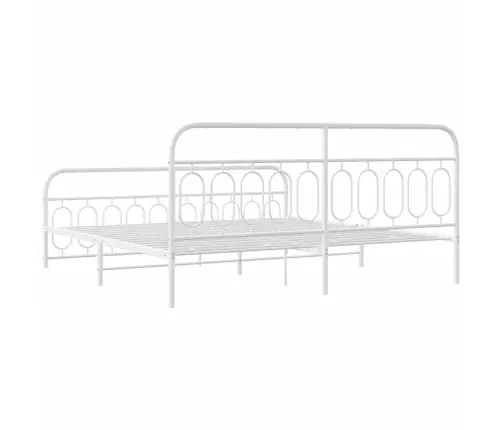 Gultas Rāmis Ar Galvgali Un Kājgali, Balts Metāls, 200X200 Cm Vidaxl