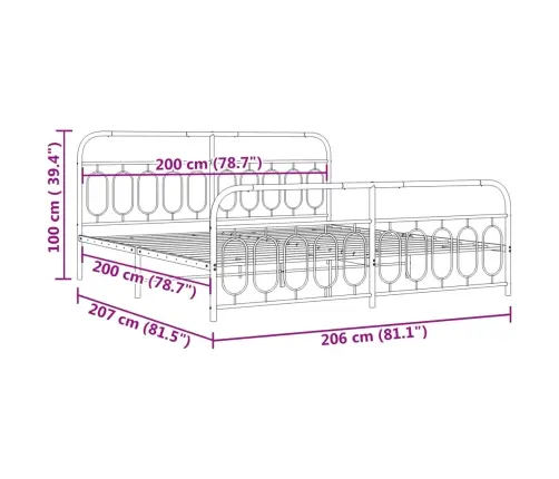 Gultas Rāmis Ar Galvgali Un Kājgali, Balts Metāls, 200X200 Cm Vidaxl