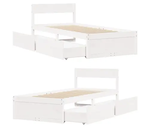 Gulta Bez Matrača, Balts, 90X200 Cm, Priedes Masīvkoks Vidaxl