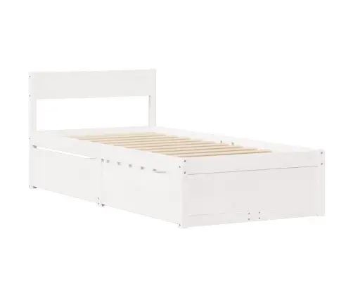 Gulta Bez Matrača, Balts, 75X190 Cm, Priedes Masīvkoks Vidaxl