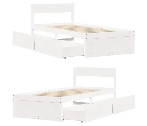 Gulta Bez Matrača, Balts, 75X190 Cm, Priedes Masīvkoks Vidaxl