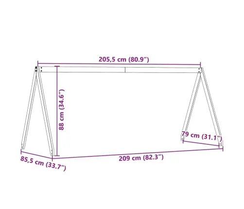 Bērnu Gultas Jumts, 209X85,5X88 Cm, Priedes Masīvkoks Vidaxl