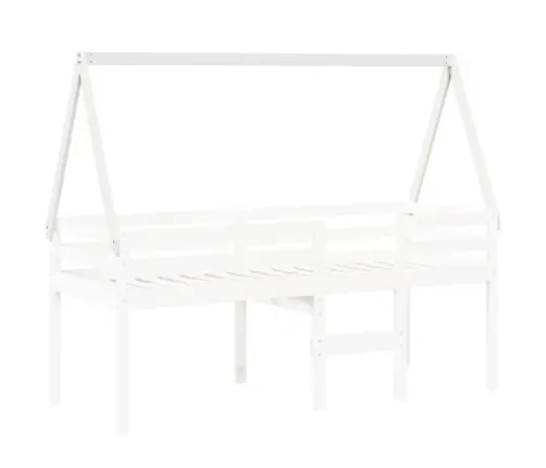 Vaikiškos Lovos Stogas, Baltas, 209X85,5X88cm Pušies Masyvas