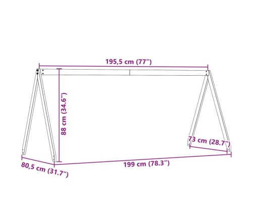Bērnu Gultas Jumts, 199X80,5X88 Cm, Priedes Masīvkoks Vidaxl