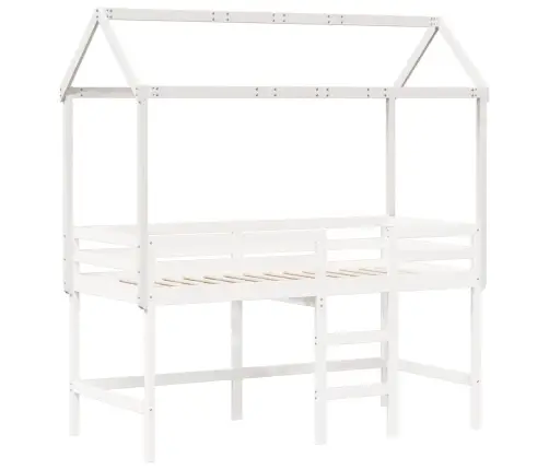 Bērnu Gultas Jumts, Balts, 217X95,5X159 Cm, Priedes Masīvkoks Vidaxl