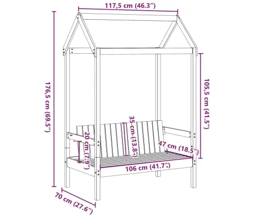 Pink Koos Katusega, Pruun, 117,5 X 70 X 176,5 cm Männipuit
