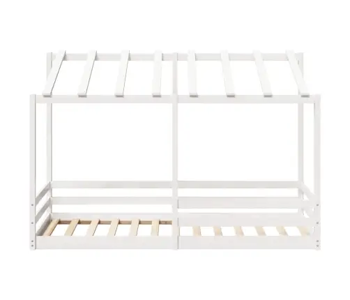 Vaikiška Lova Su Stogu, Balta, 100X200cm Pušies Masyvas