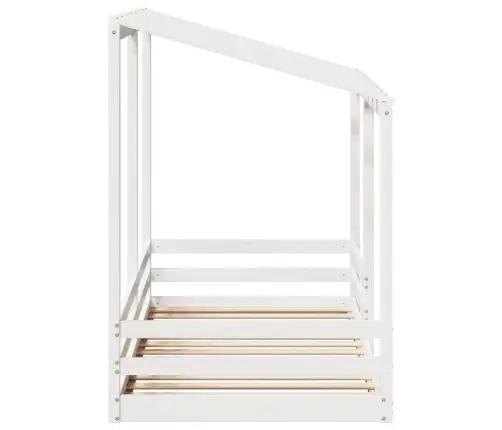 Vaikiška Lova Su Stogu, Balta, 100X200cm Pušies Masyvas