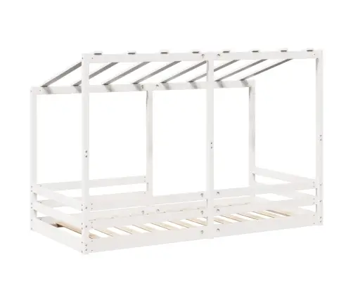 Vaikiška Lova Su Stogu, Balta, 100X200cm Pušies Masyvas