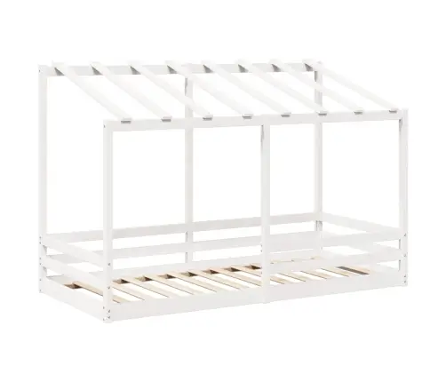 Lastevoodi Koos Katusega, Valge, 90 X 200 cm Männipuit