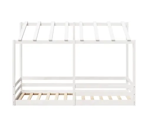 Lastevoodi Koos Katusega, Valge, 90 X 200 cm Männipuit