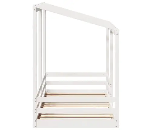 Lastevoodi Koos Katusega, Valge, 90 X 200 cm Männipuit