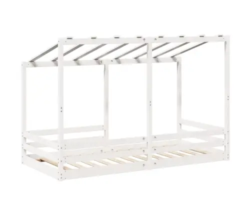 Lastevoodi Koos Katusega, Valge, 90 X 200 cm Männipuit