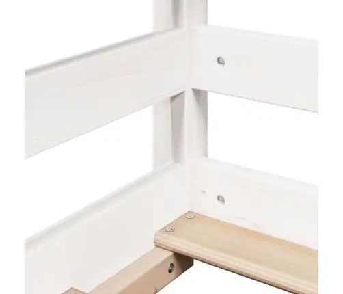 Lastevoodi Koos Katusega, Valge, 90 X 200 cm Männipuit