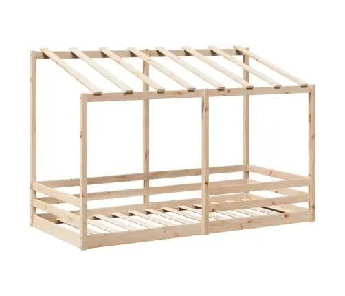 Bērnu Gulta Ar Jumtu, Balta, 80X200 Cm, Priedes Masīvkoks Vidaxl