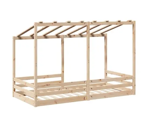 Bērnu Gulta Ar Jumtu, Balta, 80X200 Cm, Priedes Masīvkoks Vidaxl