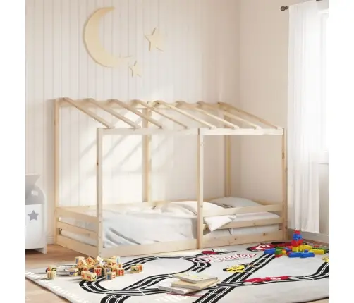 Bērnu Gulta Ar Jumtu, Balta, 80X200 Cm, Priedes Masīvkoks Vidaxl