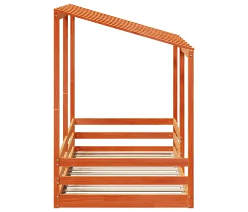 Lastevoodi Koos Katusega, Vahapruun, 80 X 200 cm Männipuit