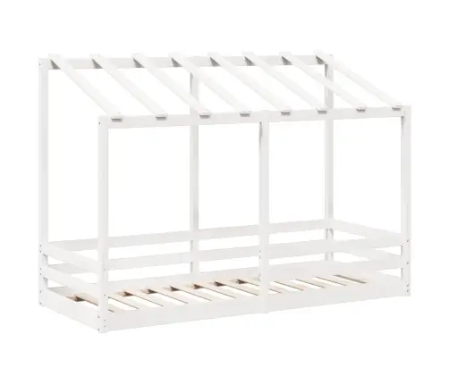 Lastevoodi Koos Katusega, Valge, 75X190 cm Männipuit