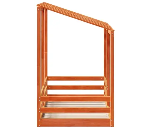 Bērnu Gulta Ar Jumtu, Vaska Brūna, 80X160 Cm, Priedes Masīvkoks Vidaxl