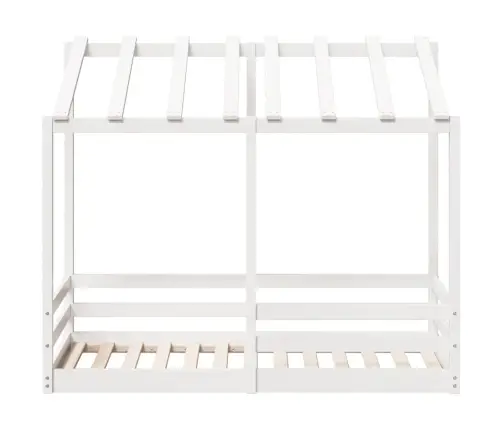 Bērnu Gulta Ar Jumtu, Balta, 70X140 Cm, Priedes Masīvkoks Vidaxl