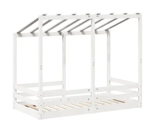 Bērnu Gulta Ar Jumtu, Balta, 70X140 Cm, Priedes Masīvkoks Vidaxl