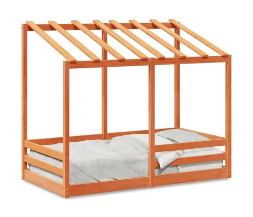 Bērnu Gulta Ar Jumtu, Vaska Brūna, 70X140 Cm, Priedes Masīvkoks Vidaxl