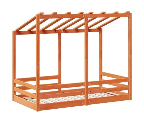 Bērnu Gulta Ar Jumtu, Vaska Brūna, 70X140 Cm, Priedes Masīvkoks Vidaxl