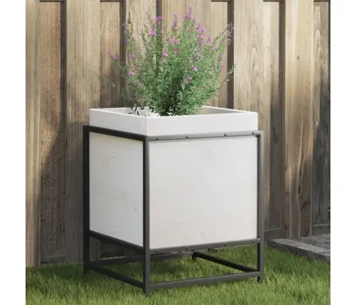 Dārza Puķu Kaste, Balta, 40X40X50 Cm, Priedes Masīvkoks Vidaxl