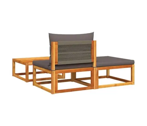 Trīsdaļīgs Dārza Dīvānu Komplekts Ar Spilveniem, Akācijas Koks Un Virve Vidaxl