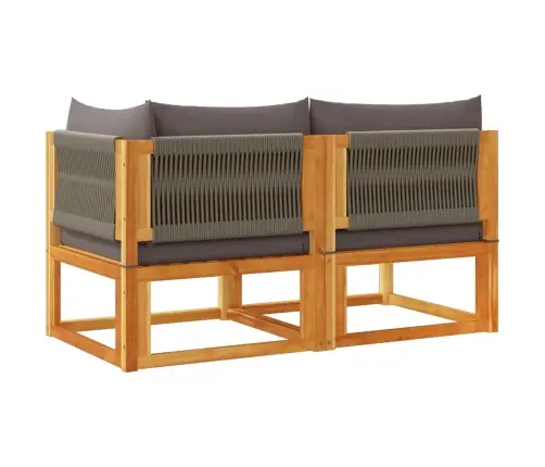 Dārza Dīvāns Ar Spilveniem, Divvietīgs, Akācijas Koks Un Virve Vidaxl