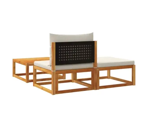 Trīsdaļīgs Dārza Dīvānu Komplekts Ar Spilveniem, Akācija Un Rotangpalma Vidaxl