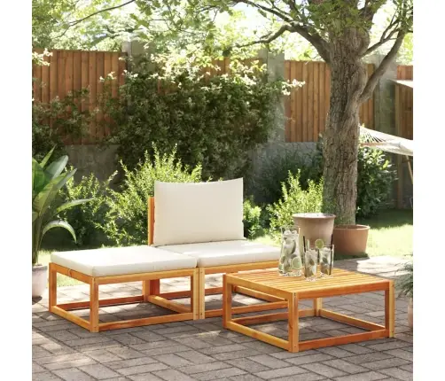 Trīsdaļīgs Dārza Dīvānu Komplekts Ar Spilveniem, Akācija Un Rotangpalma Vidaxl