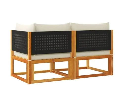 Dvivietė Sodo Sofa Su Pagalvėlėmis, Akacijos Mediena Ir Rotangas