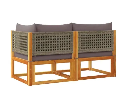 Dārza Dīvāns Ar Spilveniem, Divvietīgs, Akācija Un Rotangpalma Vidaxl