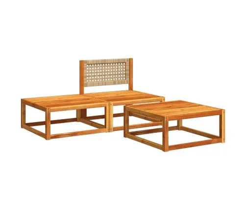 Trīsdaļīgs Dārza Dīvānu Komplekts Ar Spilveniem, Akācija Un Rotangpalma Vidaxl