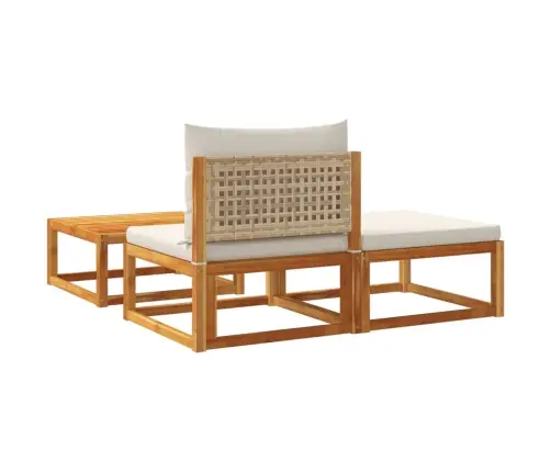 Trīsdaļīgs Dārza Dīvānu Komplekts Ar Spilveniem, Akācija Un Rotangpalma Vidaxl