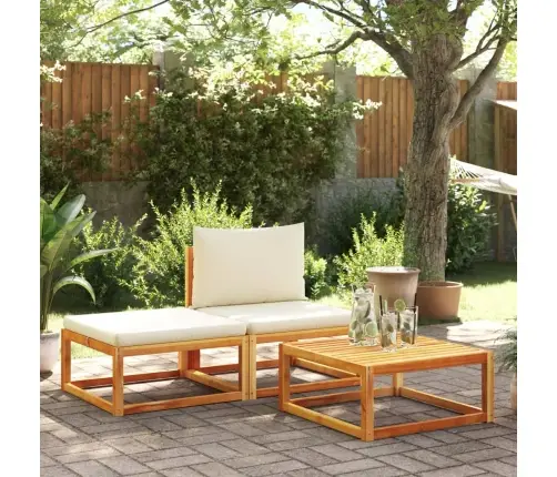 Trīsdaļīgs Dārza Dīvānu Komplekts Ar Spilveniem, Akācija Un Rotangpalma Vidaxl