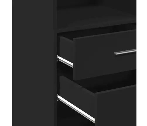 Komoda, Juodos Spalvos, 30X42,5X124cm Apdirbta Mediena