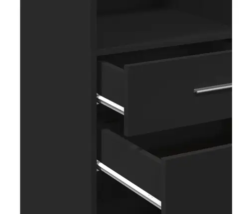 Komoda, Juodos Spalvos, 45X42,5X124cm Apdirbta Mediena