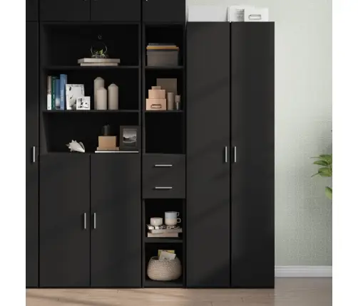 Kõrge Kapp, Must, 30X42,5X185 Cm Tehispuit